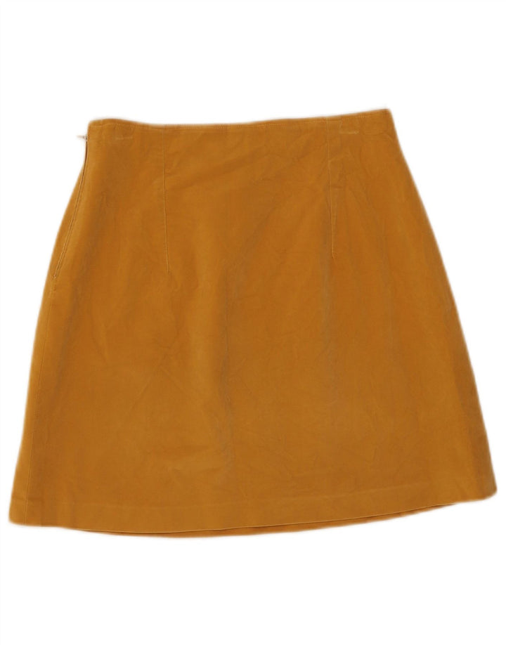 Minissaia feminina vintage de veludo W26 pequena amarela