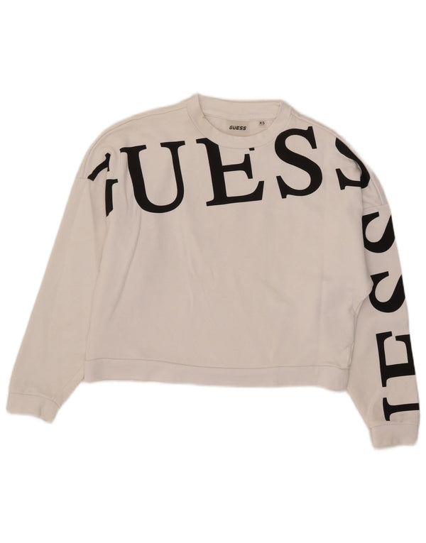 Suéter feminino Guess com estampa gráfica oversized UK 6 XS algodão branco