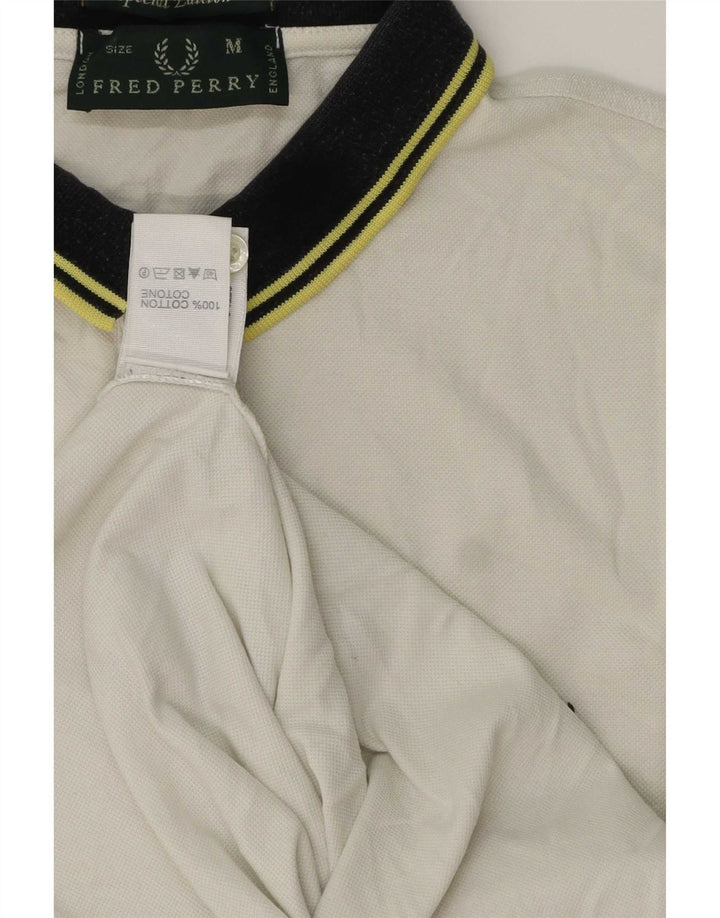Camisa polo masculina Fred Perry de algodão branco médio