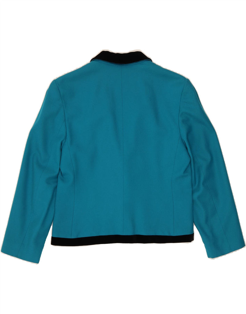 LOUIS FERAUD Womens Crop 1 Button Blazer Jacket UK 16 Large  Blue New Wool Vintage Louis Feraud and Second-Hand Louis Feraud from Messina Hembry 