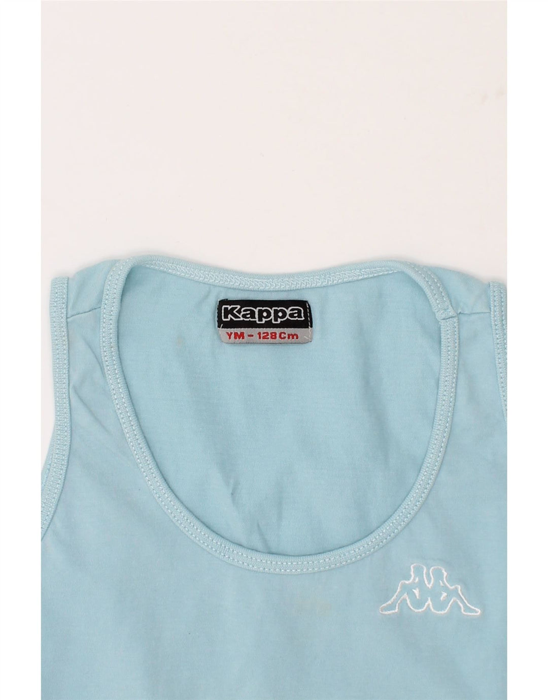 KAPPA Girls Vest Top 7-8 Years Medium Blue Cotton Vintage Kappa and Second-Hand Kappa from Messina Hembry 