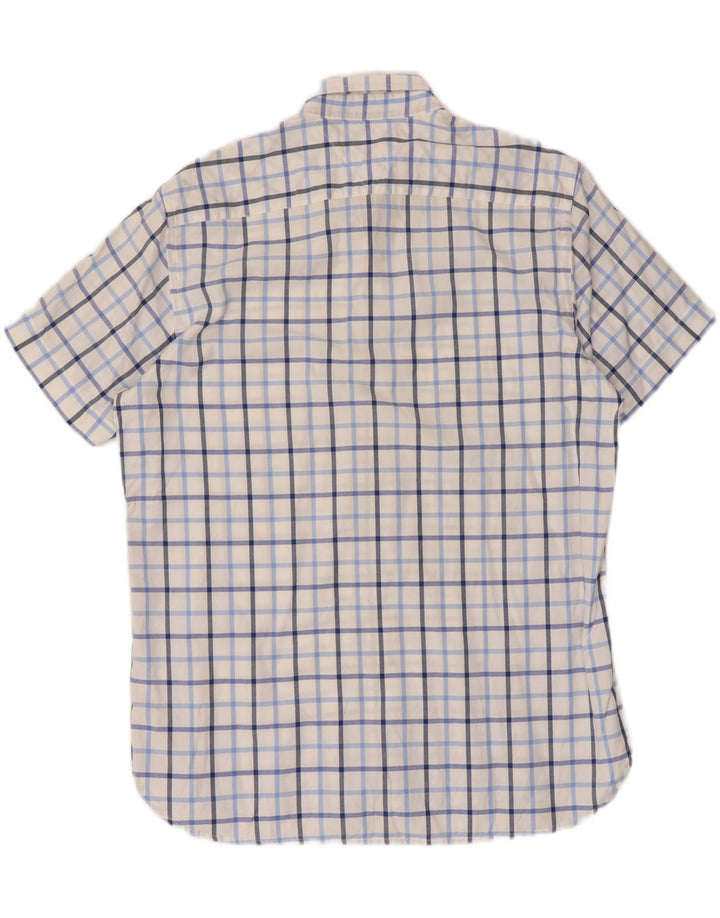 Camisa masculina de manga curta Tommy Hilfiger grande algodão xadrez branco