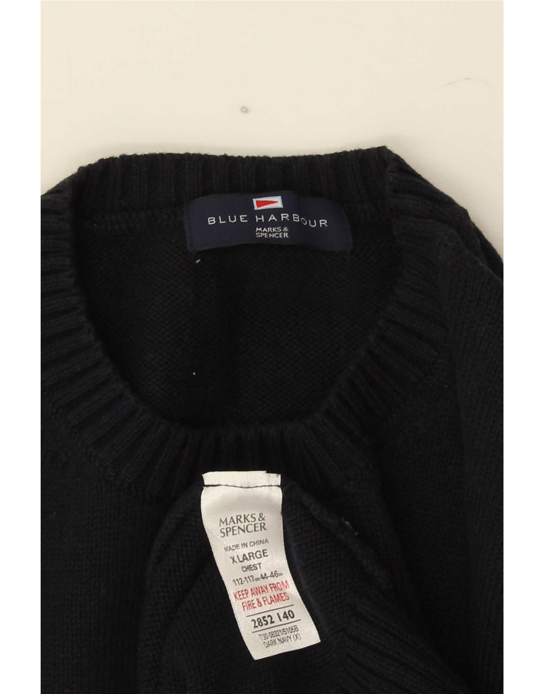 Suéter masculino Marks & Spencer Blue Harbor com gola redonda XL azul marinho