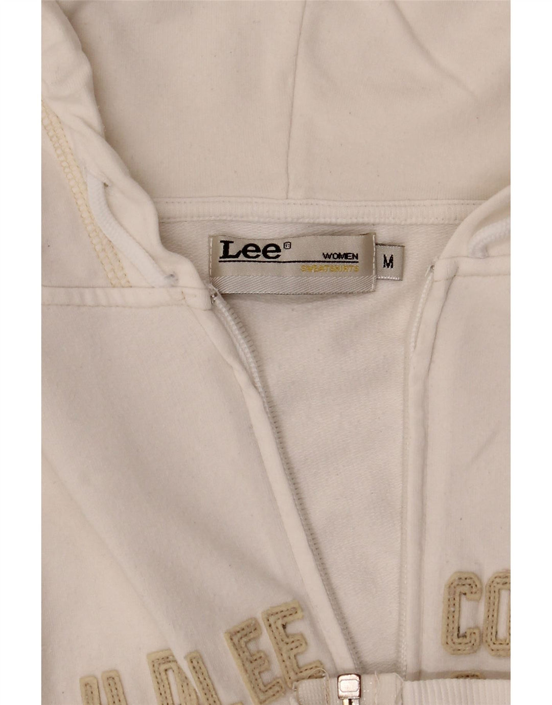 Suéter feminino Lee com capuz e zíper gráfico UK 10 pequeno branco