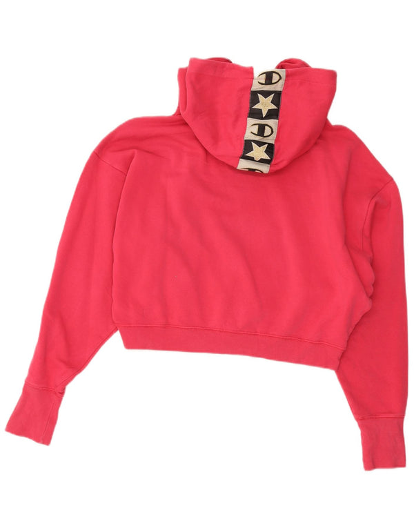 Jumper feminino Champion com capuz e estampa gráfica UK 14 algodão rosa médio