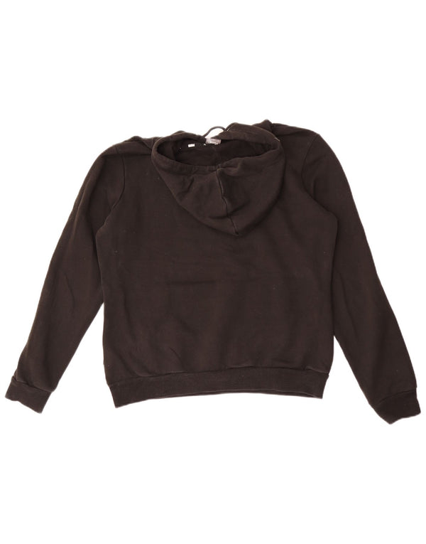 Puma feminino gráfico moletom com capuz UK 14 médio algodão preto