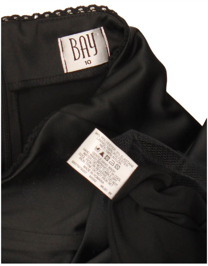 Vestido feminino Bay sem alças UK 10 pequeno poliéster preto