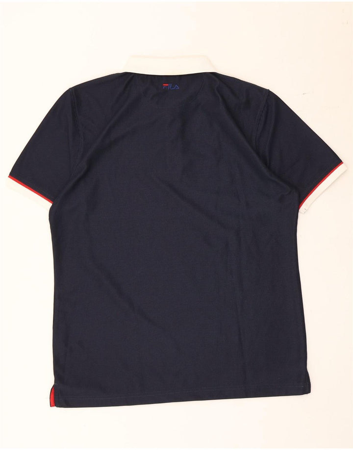 Camisa polo masculina Fila grande poliéster colorblock azul marinho