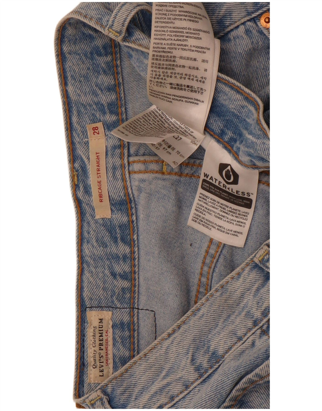 Jeans feminino Levi's Ribcage Straight W28 L27 Azul Algodão