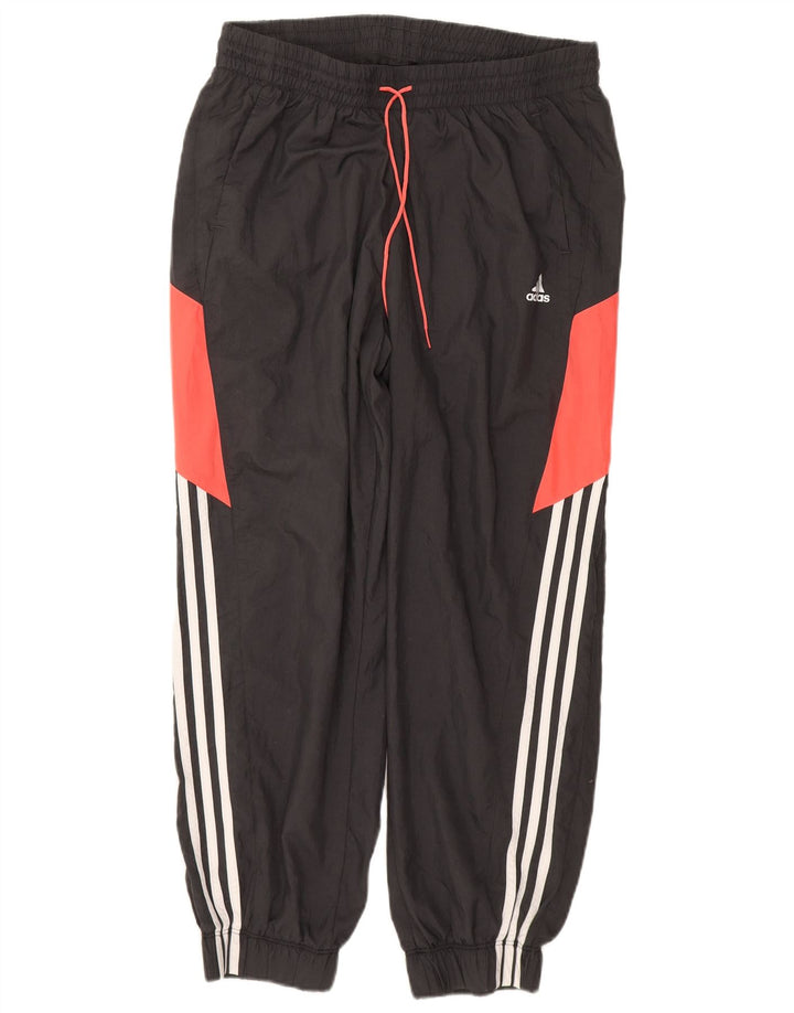 Calça de treino feminina ADIDAS Joggers UK 16/18 grande cinza colorblock