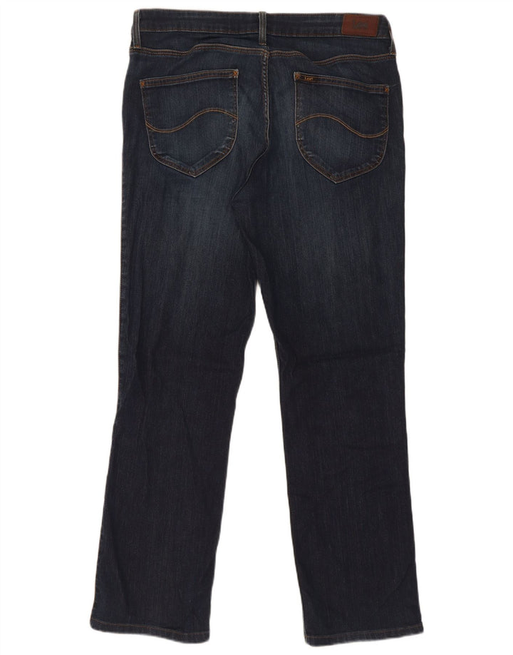 Lee Womens Marion Straight Jeans W33 L29 Azul Marinho Algodão