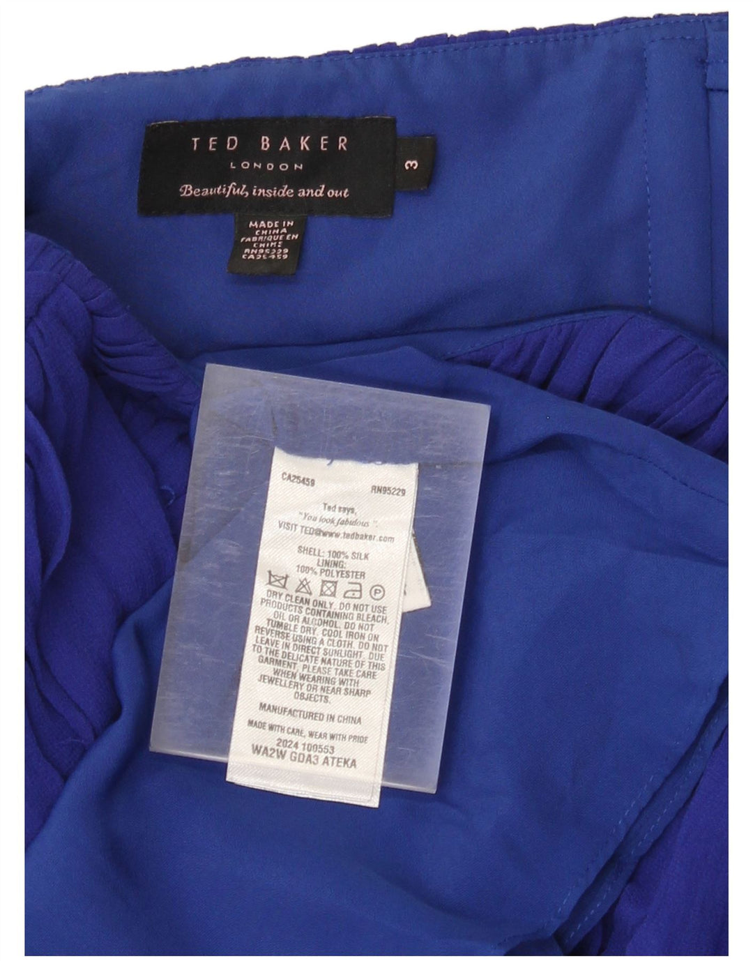 Vestido maxi sem alças feminino Ted Baker tamanho 3 seda azul médio