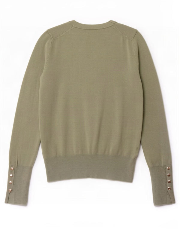 Zara suéter feminino com gola redonda, 8 pequenas viscose verde