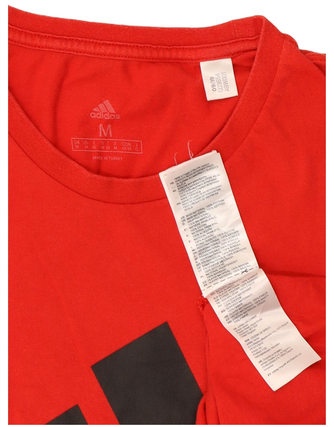 Adidas Mens Graphic T-Shirt Top Médio Algodão Vermelho