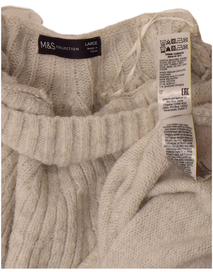 Suéter feminino Marks & Spencer com gola tartaruga Reino Unido 16 grande off white