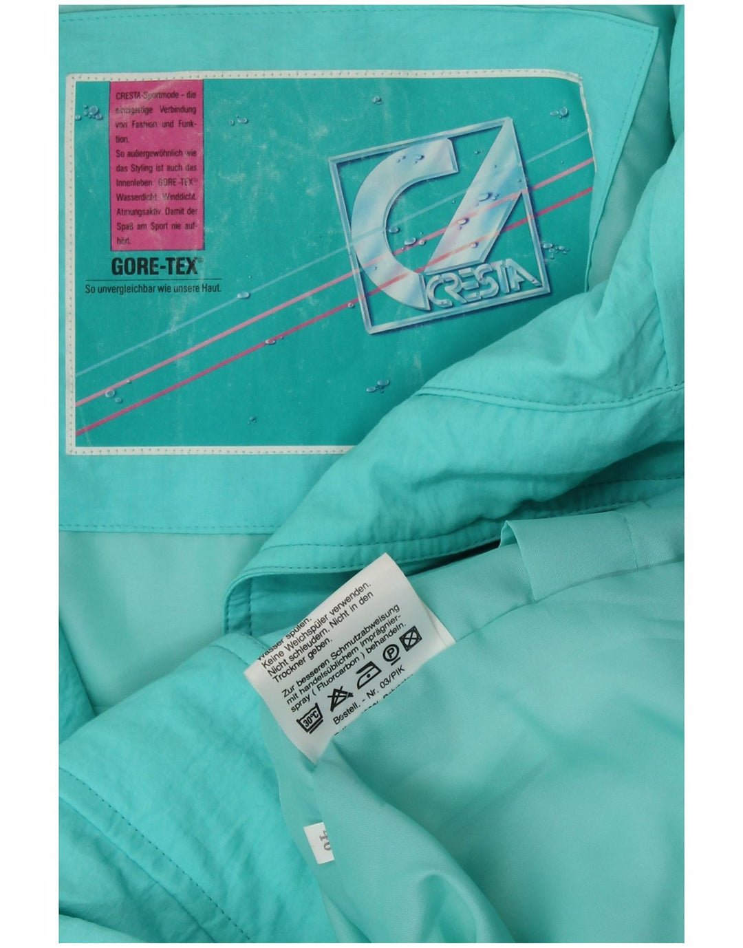 Jaqueta de esqui grande Gore-Tex feminina CRESTA EU 40 algodão turquesa médio