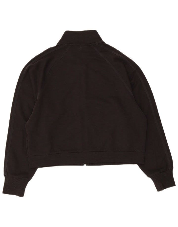 PUMA Womens Crop Tracksuit Top Jacket UK 14 Médio Algodão Preto