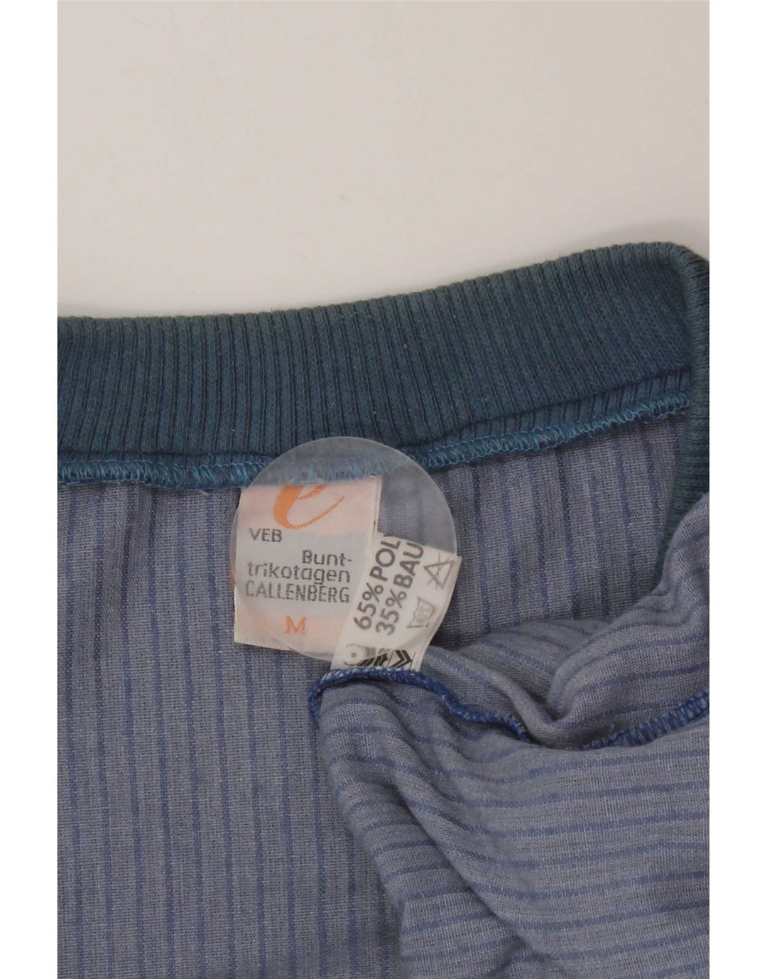 Camisola de veludo vintage masculina de poliéster risca de giz azul médio