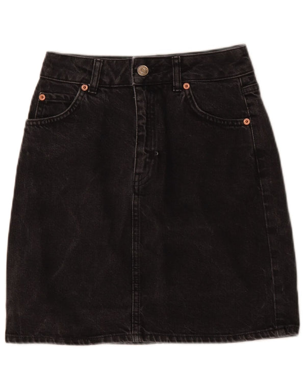 Saia jeans feminina Topshop Reino Unido 6 XS W24 preta