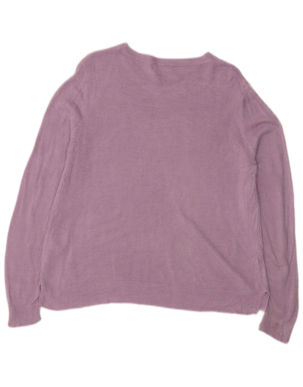 Suéter feminino Marks & Spencer com gola redonda UK 18 XL roxo acrílico