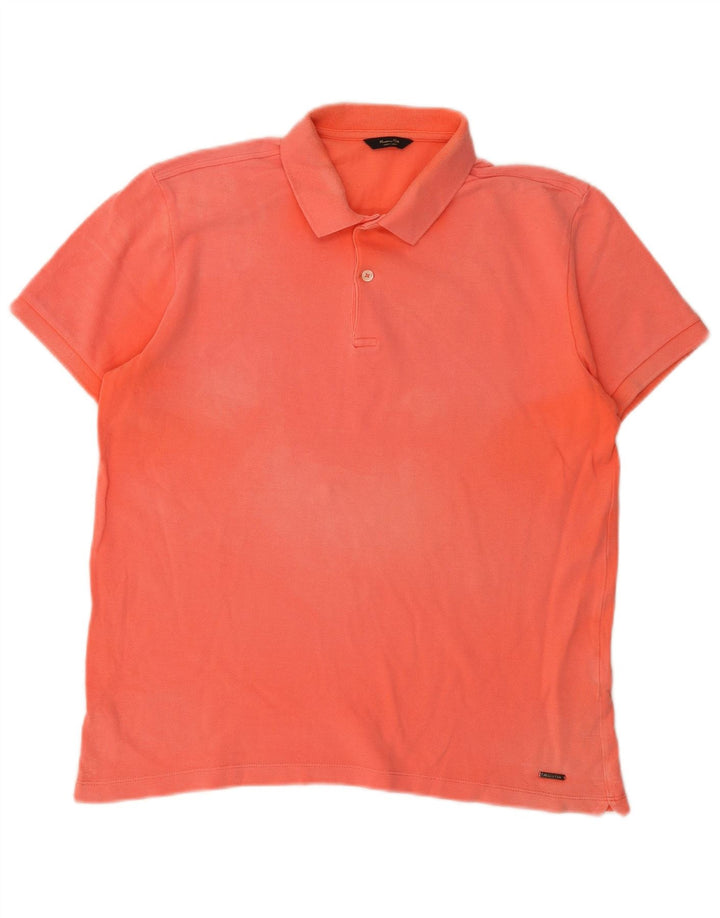 Camisa polo masculina Massimo Dutti algodão laranja médio