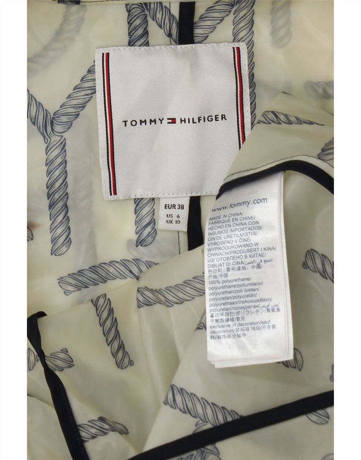Capa de chuva feminina Tommy Hilfiger gráfica UK 10 pequena off white poliuretano