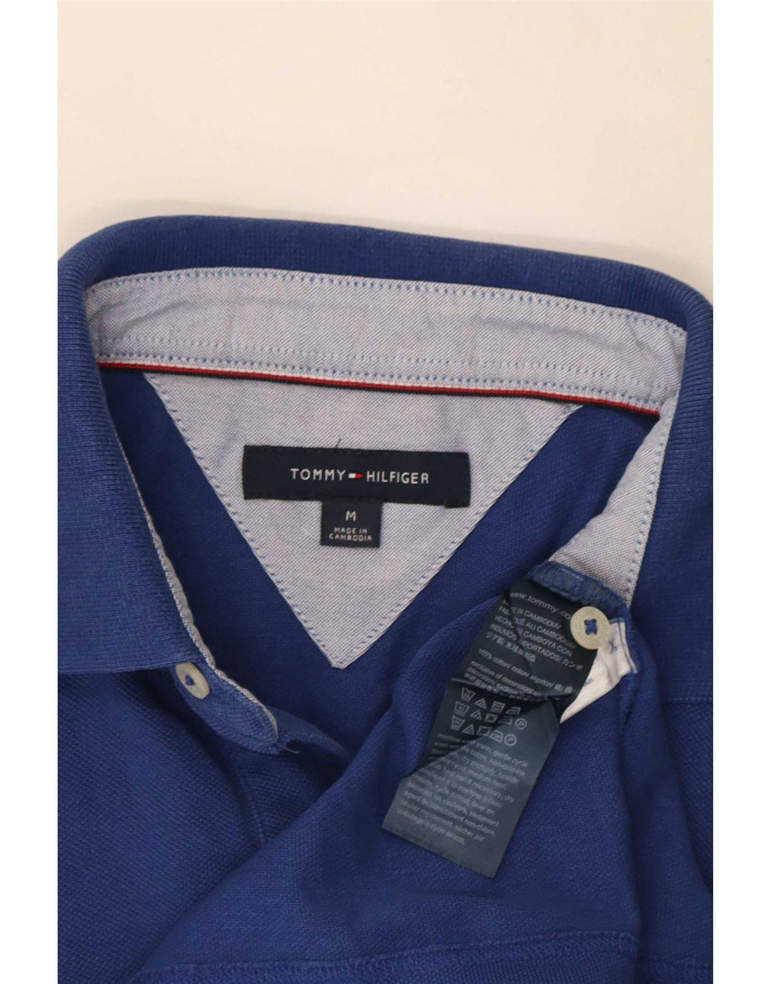 Camisa polo masculina Tommy Hilfiger algodão azul médio