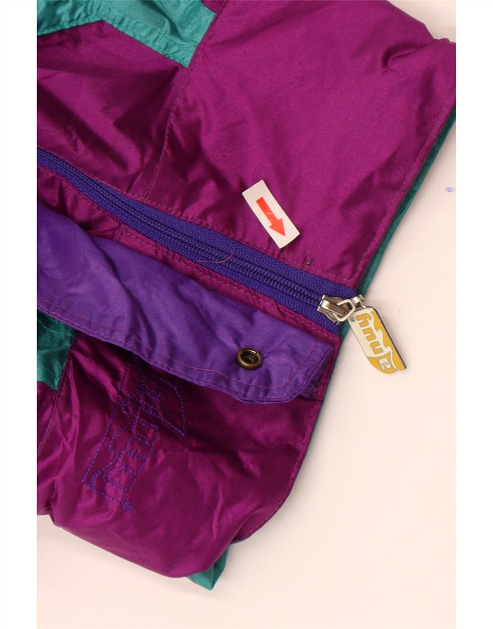 Jaqueta de chuva masculina vintage UK 44 2XL roxo Colourblock Nylon