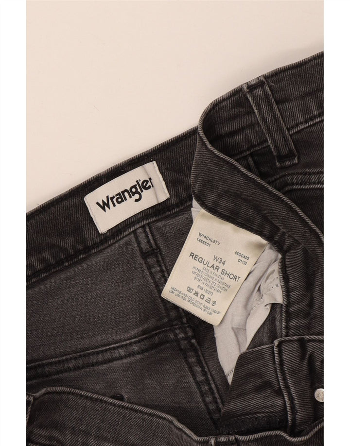Shorts jeans Wrangler masculino de ajuste regular W34 grande algodão cinza