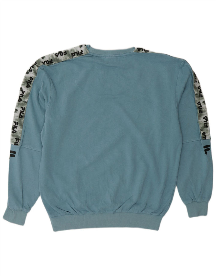 FILA moletom gráfico masculino jumper pequeno azul colorblock algodão