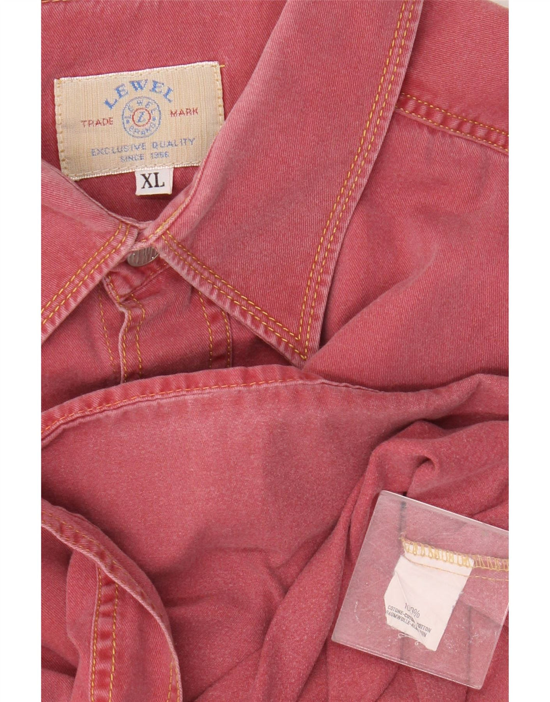 Camisa jeans masculina vintage XL algodão rosa