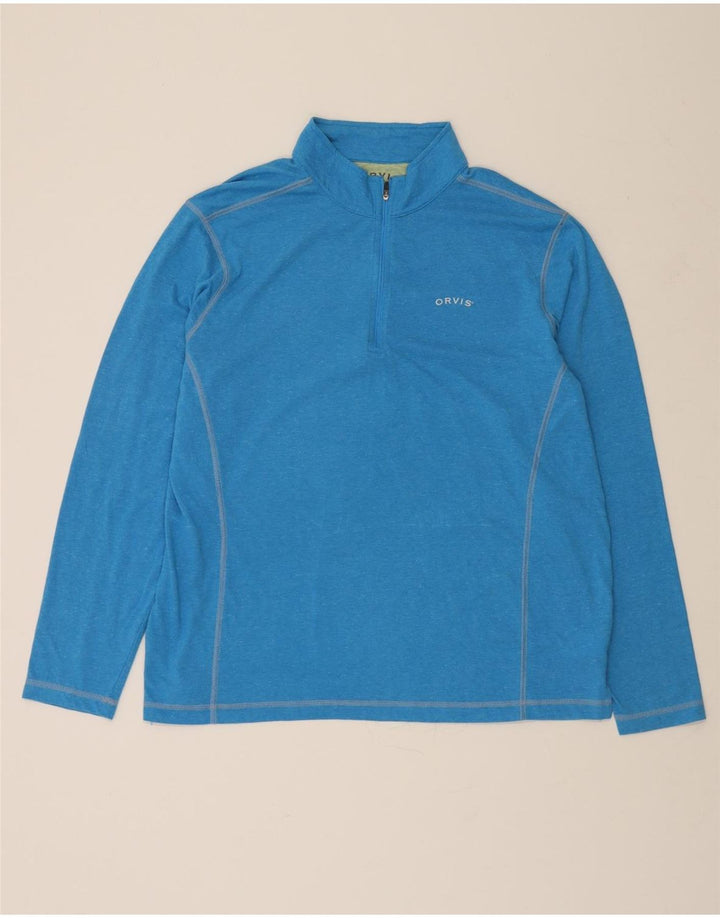 ORVIS Mens Zip Neck Pullover Tracksuit Top Large Blue Polyester Vintage Orvis and Second-Hand Orvis from Messina Hembry 