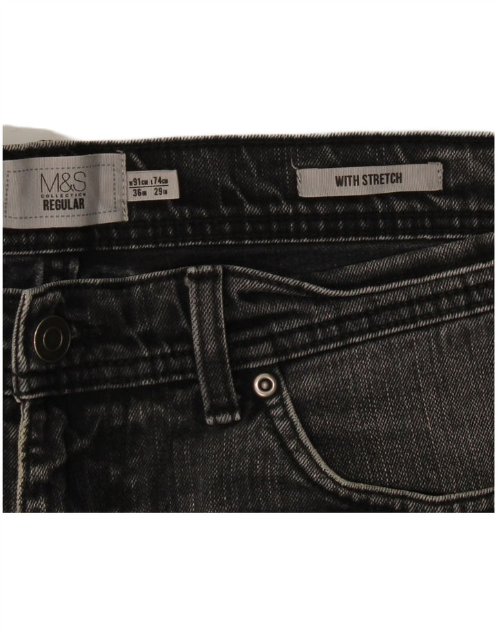 Calça jeans reta regular masculina Marks & Spencer W36 L29 cinza