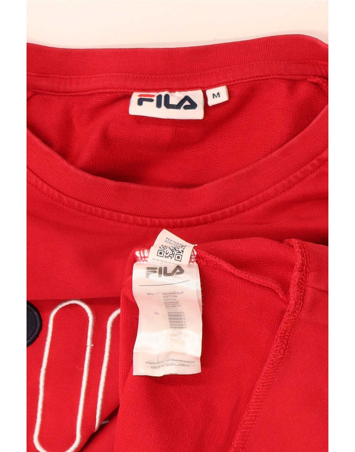 Fila Mens Graphic Moletom Jumper Médio Algodão Vermelho