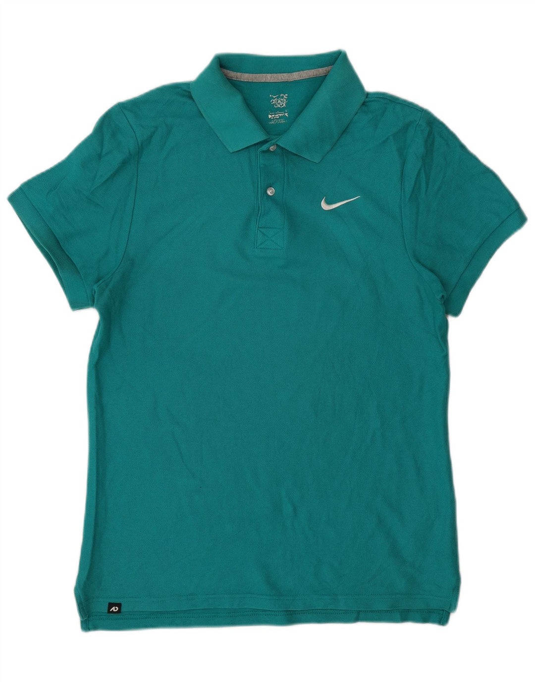 Camisa polo masculina Nike pequena turquesa algodão