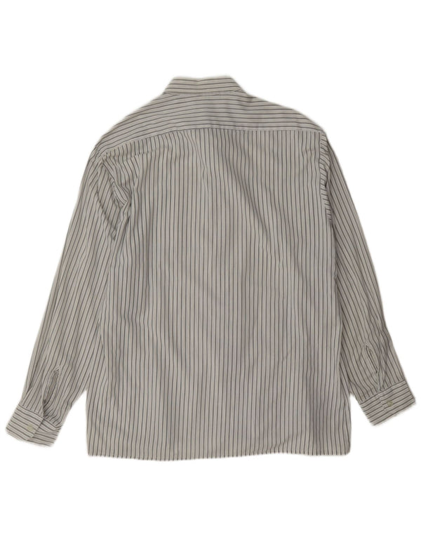 Camisa masculina vintage tamanho 16 1/2 42 poliéster listrado branco grande