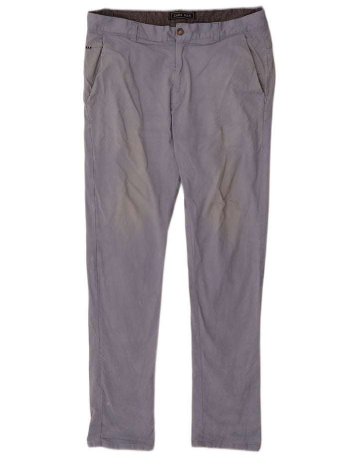 Zara Calça Chino Masculina Slim W32 L30 Azul