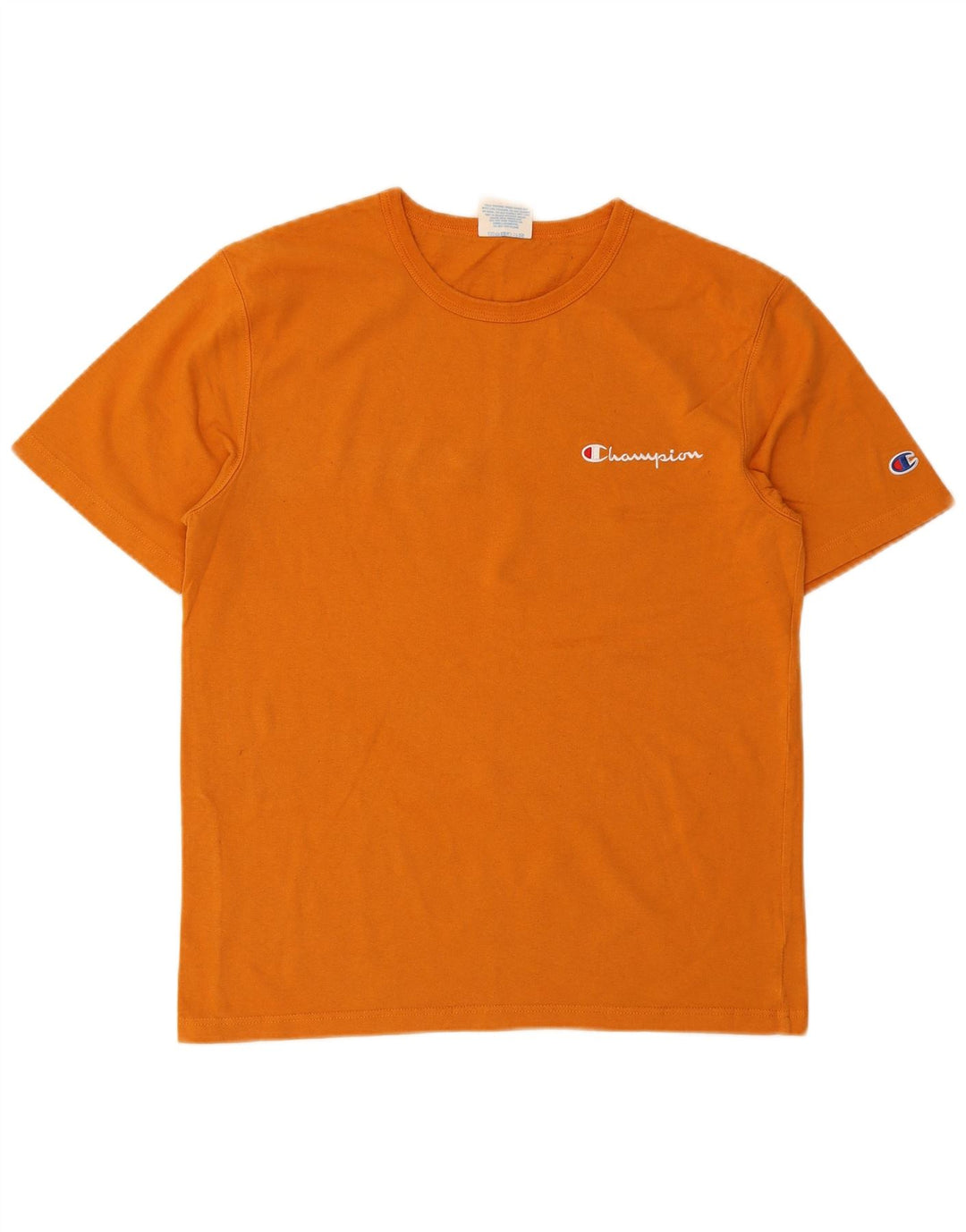 CHAMPION Mens Heritage Camiseta Top Médio Algodão Laranja