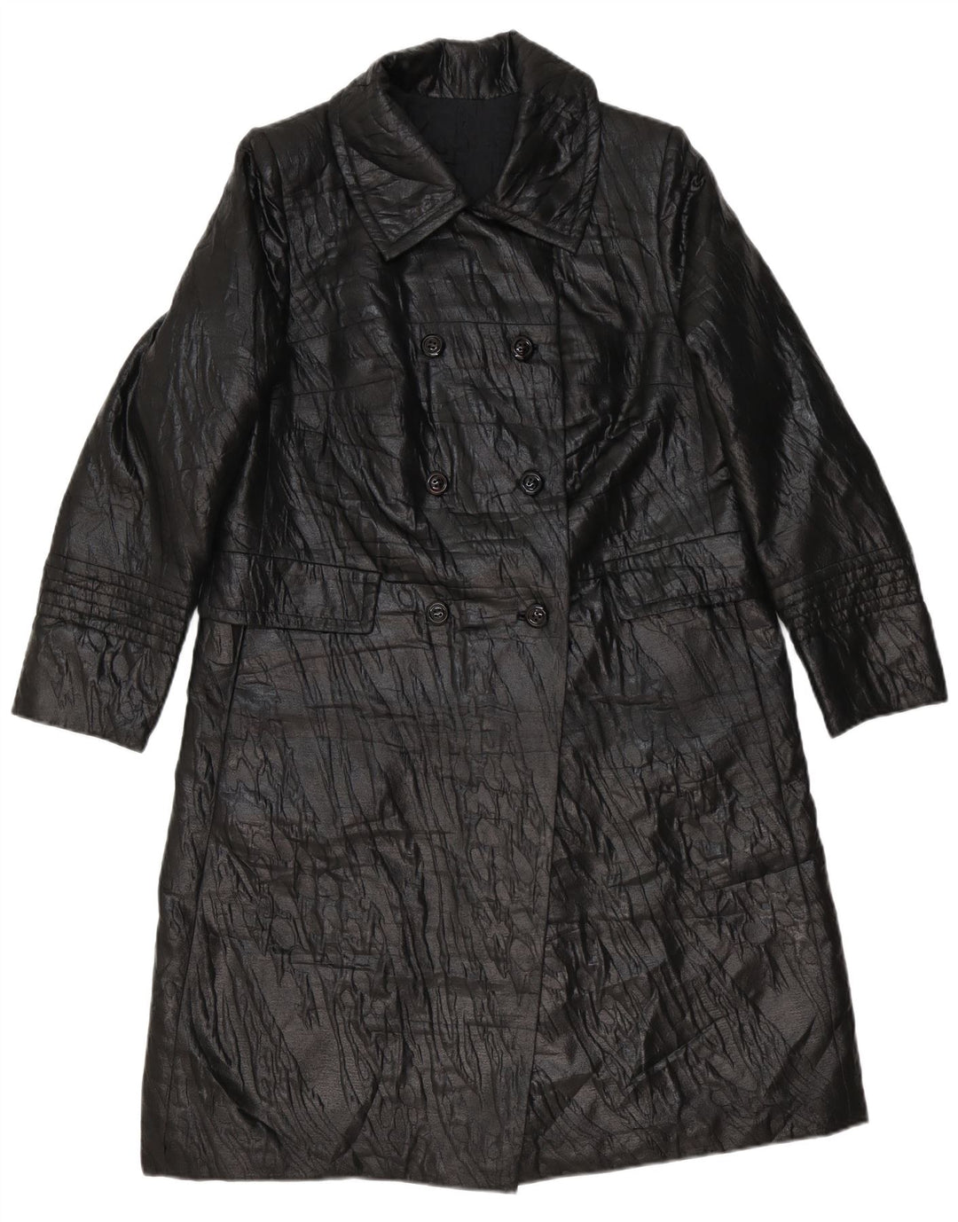 Casaco de couro feminino vintage UK 14 médio preto