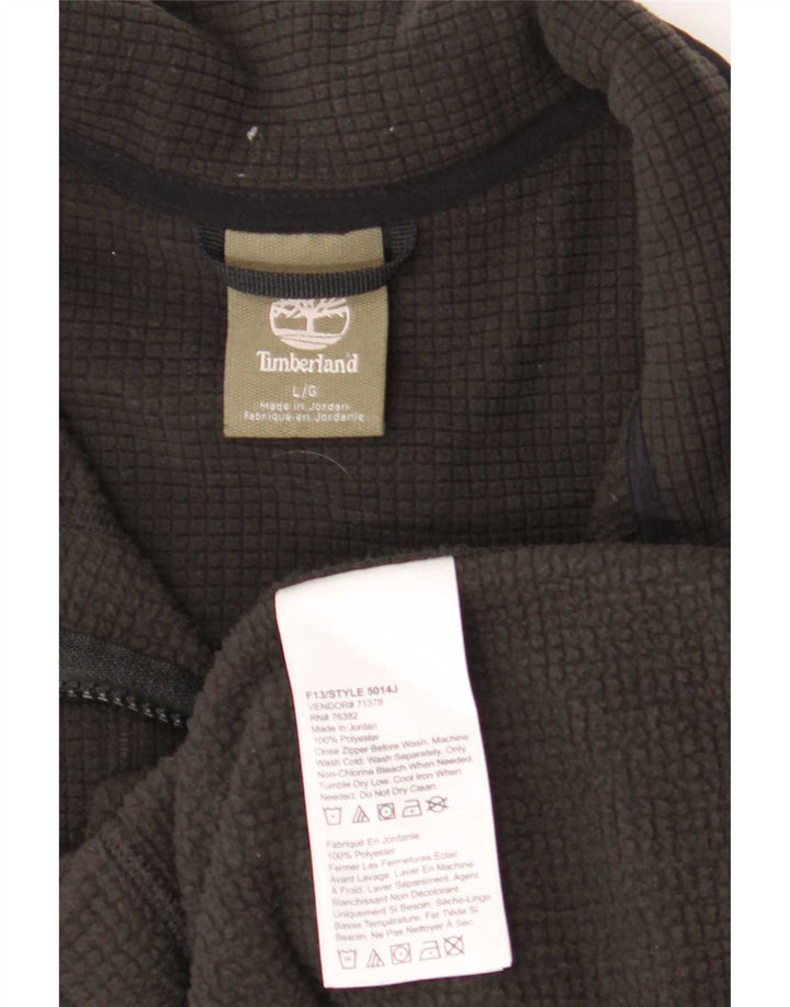Timberland Suéter masculino de lã com zíper e gola grande poliéster preto