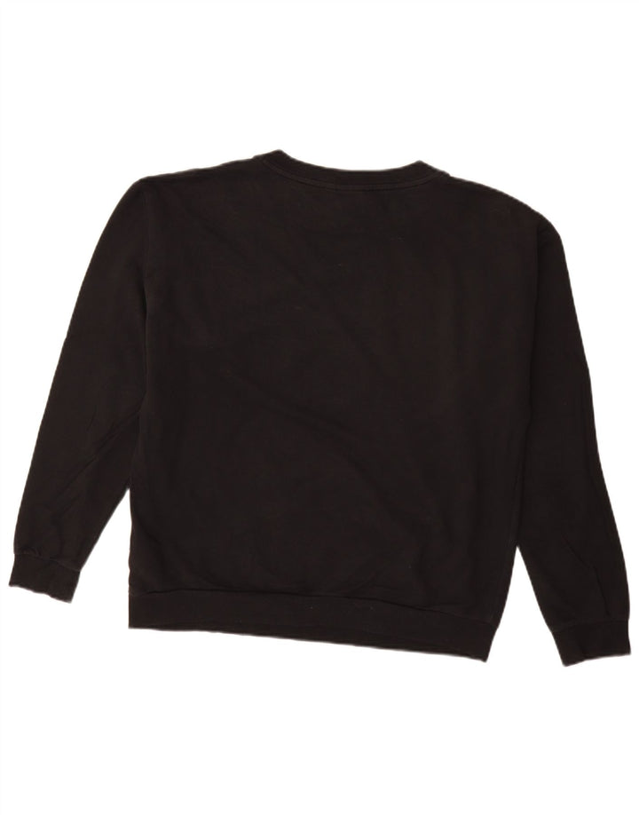 ADIDAS Womens Graphic Sweatshirt Jumper UK 12 Médio Algodão Preto