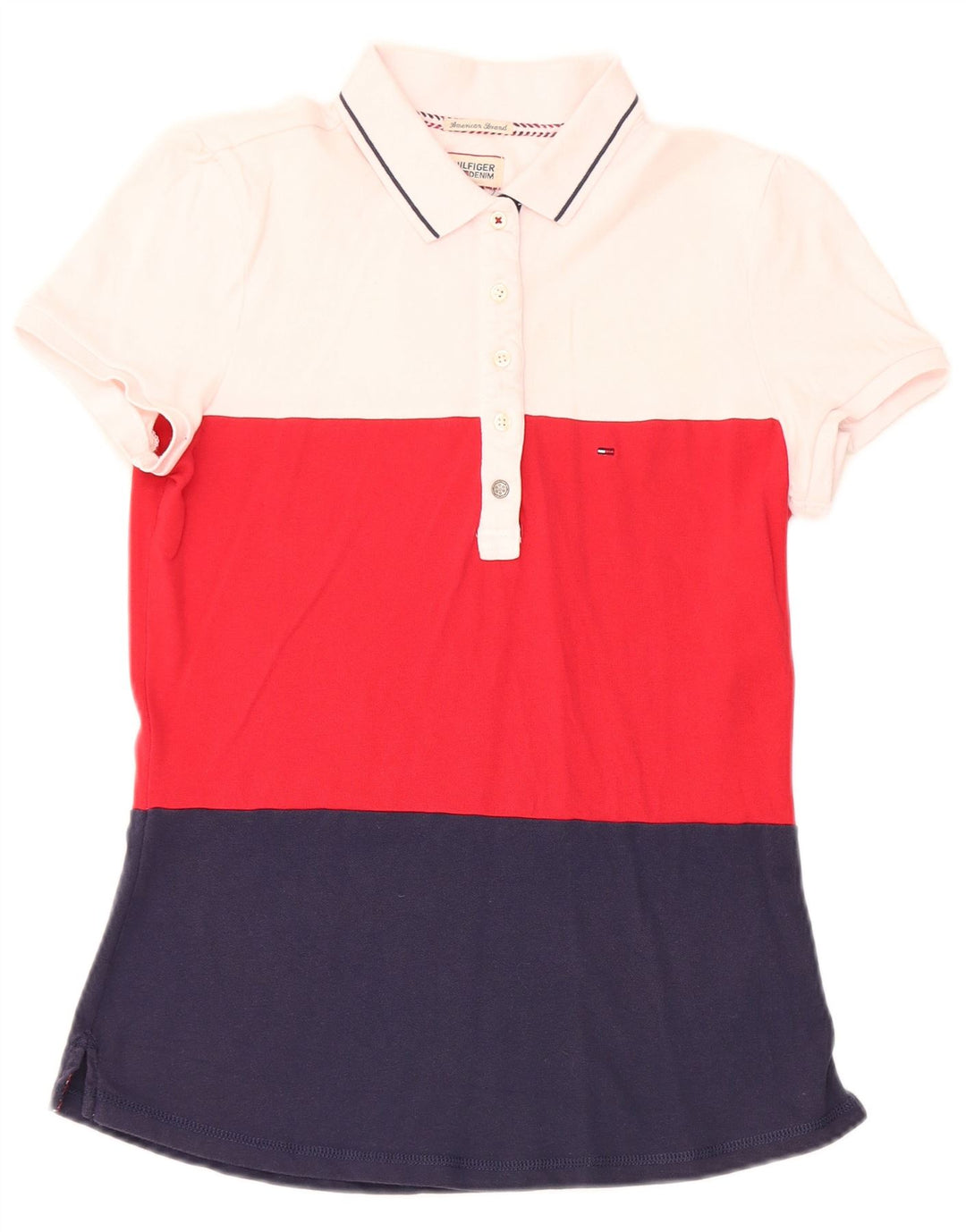 Camisa polo feminina Tommy Hilfiger UK 12 Medium Multicolor Colorblock