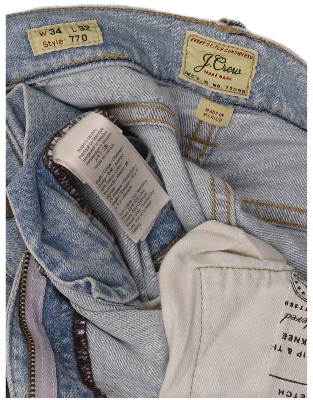 J. Crew Masculino 770 Straight Jeans W34 L32 Azul Algodão