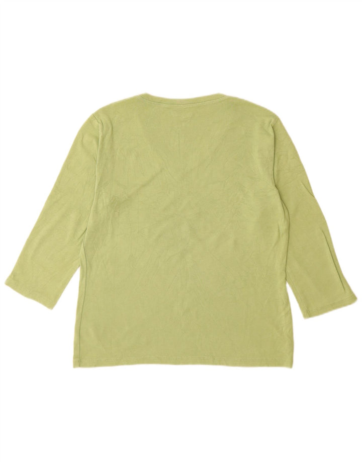 Eddie Bauer Top feminino manga 3/4 Reino Unido 12 algodão verde médio