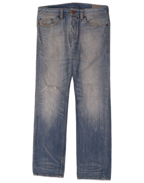 Diesel Masculino Safado Regular Slim Straight Jeans W30 L30 Azul Algodão