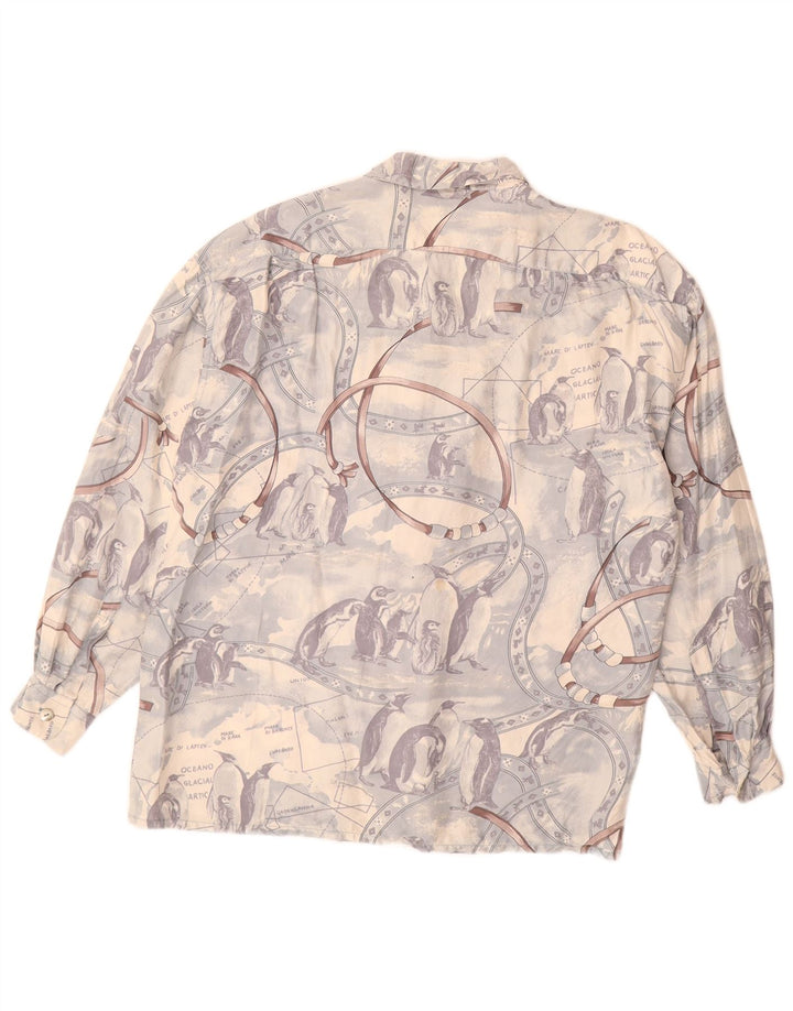 Camisa gráfica feminina vintage UK 16 grande azul