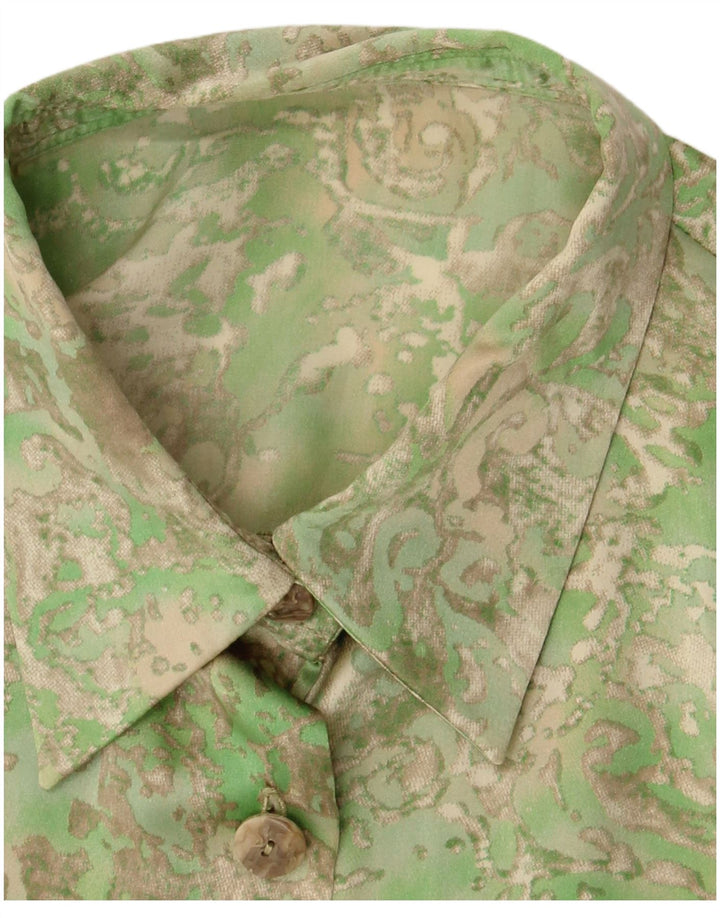 Camisa feminina vintage UK 14 Paisley verde médio