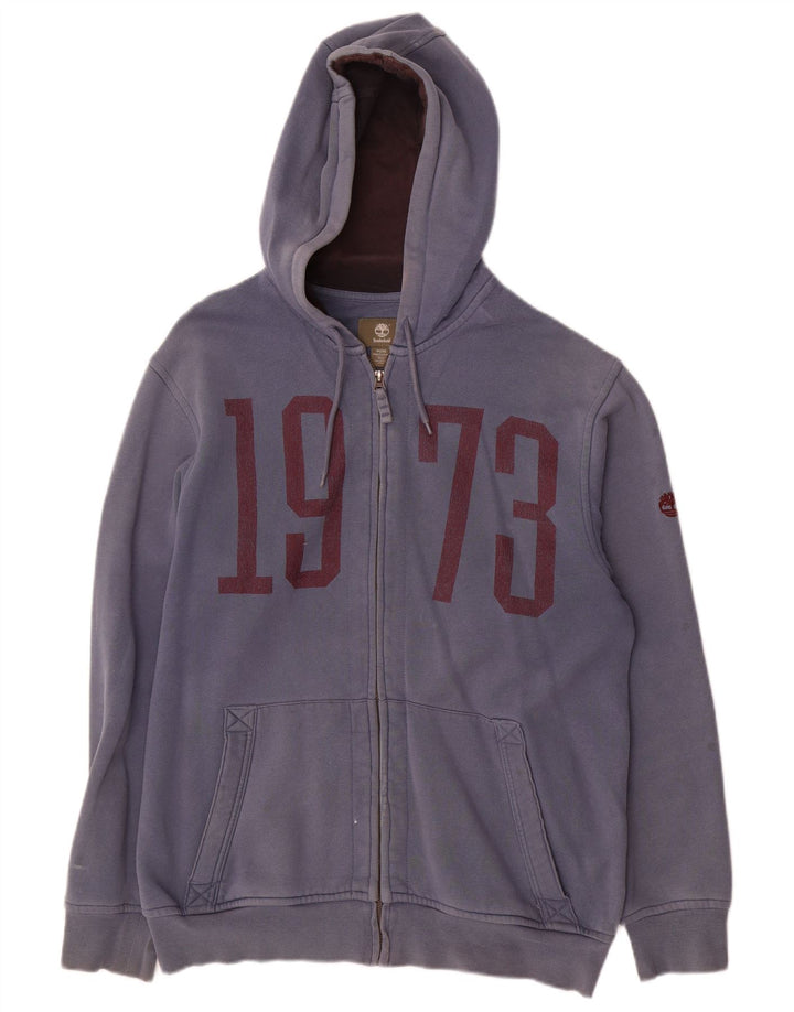 Suéter masculino Timberland Graphic Regular Fit com capuz e zíper médio azul marinho
