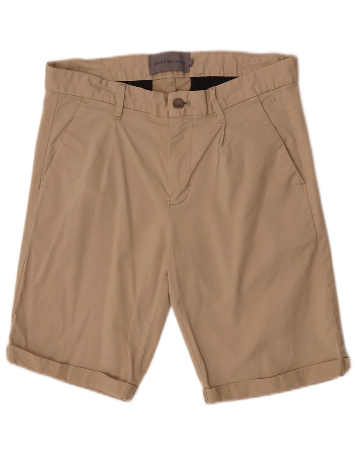 Calvin Klein Mens Chino Shorts W30 Algodão Bege Médio