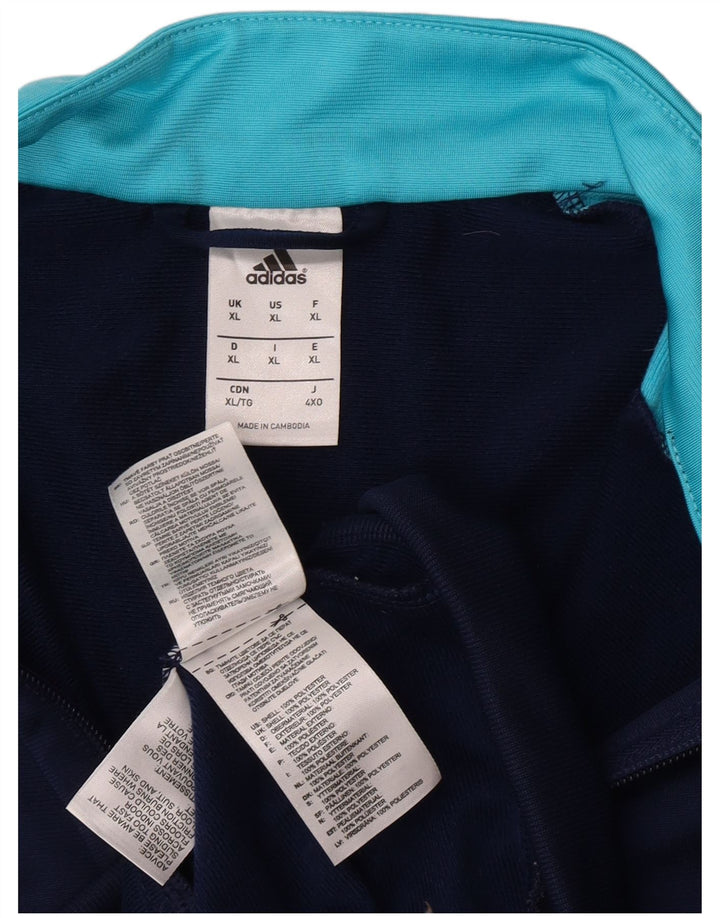 Adidas Mens Tracksuit Top Jacket XL Azul Marinho Colorblock Poliéster